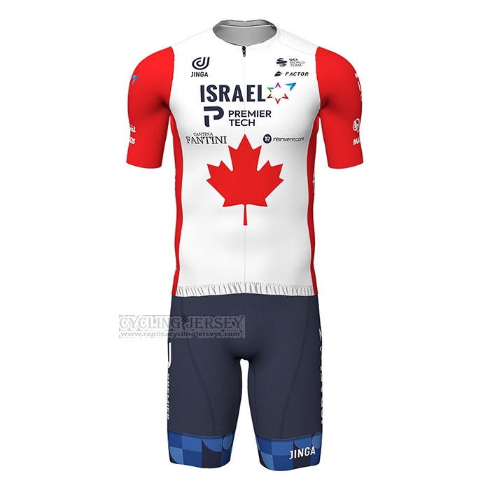 2022 Cycling Jersey Canada Champion Israel Cycling Academy Red Short Sleeve and Bib Short